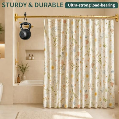 Gold Curved Shower Curtain Rod for Bathroom Bathtub 33-78 In Adjustable Curved Shower Rod, RustProof Stainless Steel Round Shower Rods for Stall,Extra Shower Space Expandable Need Drilling - color: Gold