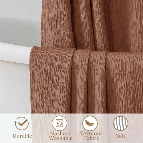 Aiyufeng 3D Textured Terracotta Shower Curtain for Bathroom, Fabric Shower Curtain Soft Cloth & Hotel Spa Quality, Luxury Boho Bathroom Curtains, Machine Washable, Terracotta, 72x72 Inches - color: Terracotta, size: 72"W x 72"L (Pack of 1)