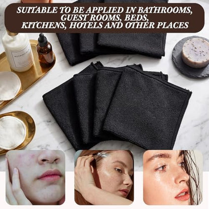 Newwiee 40 Pcs Face Wash Cloths,12 x 12 Inch,Black - color: Black, size: 1 Count (Pack of 40)