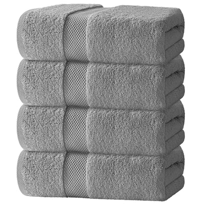 White Classic Luxury Bath Towels Set of 4 Large - 700 GSM Cotton Ultra Soft Bath Towels 27x54 | Highly Absorbent and Quick Dry | Hotel Towels for Bathroom Luxury, Plush Shower Towels, Light Grey - color: 02: Light Grey