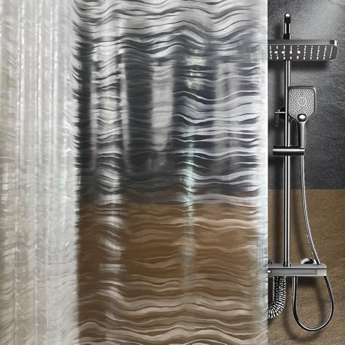 Clear Plastic Shower Curtain Liner, 3D Wavy, 70x72 in, 1 Pack | 100% waterproof, PEVA, clear 3D wavy pattern, 12 rust-free pouch holes, fits standard tubs, for home, hotel, dorm - color: Wavy-clear