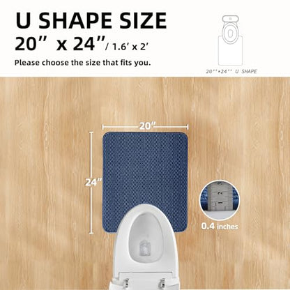 TYUU Toilet Rug, Thin Toilet Rugs U Shaped Washable Non Slip Absorbent Quick Dry Low Pile Toilet Mat, Navy Blue 20"x24" U Shape - color: Navy Blue, size: 1'8" X 2' (U-Shape)