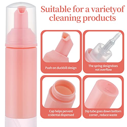 GliSun 36 Pcs Foam Pump Bottle 2oz Empty Refillable Travel Dispenser | for Hand Soap, Lash Shampoo, Body Wash, Dish Soap, Cleaning, Cosmetics, Travel Size, BPA-Free, Refillable - color: Pink