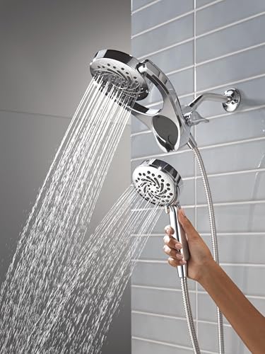 Delta 5-Setting HydroRain 2-in-1 Dual Shower Head with ProClean Spray, Chrome High Pressure Shower Head with Handheld Spray, 1.75 GPM Flow Rate, Chrome 75419 - color: Chrome