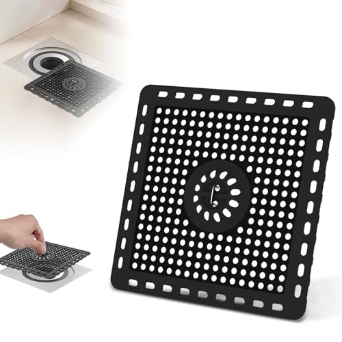Hibbent Upgraded Shower Drain Hair Catcher, Shower Cover for Bathroom Floor 6" Drain, Anti-Clogging Bathtub Strainer, Stainless Steel Kitchen Sink Strainer with Handle, Matte Black - color: 6' Matte Black