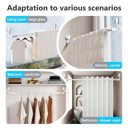 Towel Bar for Bathroom Wall Mounted,Adjustable No Drill Towel Rack,Rustproof Towel Holder,Retractable Drying Rack for Clothes,Space-Saving Towel Hanger for Closet,Bedroom,Balcony,20-34in