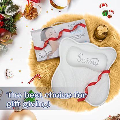Bath Pillow, Bathtub Pillow with Anti-Slip Suction Cups, 4D Mesh Soft Spa Bath Tub Pillow Headrest, Bath Pillows for Tub with Neck and Back Support Fits Bathtub Spa Tub Jacuzzi, Fathers Day Dad Gifts