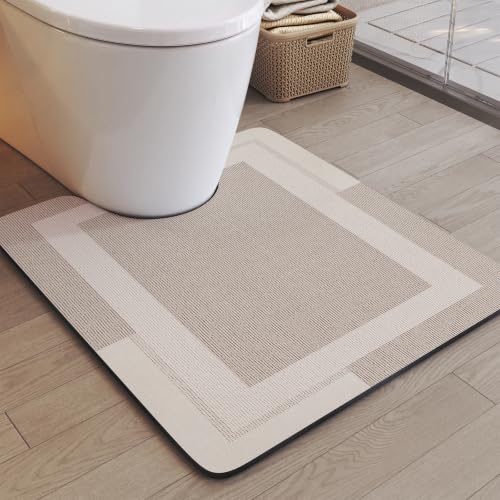 YDKGL Toilet Rugs U Shaped Non Slip Bath Mat Toilet Mats for Bathroom | Non Slip Quick Dry Absorbent Ultra Thin Toilet Mats for Bathroom, Machine Washable Easy to Clean, Beige U Shape 20"x 24" - color: A- Beige, size: 20" x 24“ (U-shape)