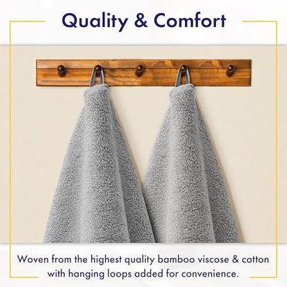 Alusa Home Ultra Soft & Plush Viscose from Bamboo Bath Towels - 700 GSM Luxury Bath Towels - 6 Piece Set - Super Absorbent & Quick Drying (Pewter Grey) - color: Pewter, size: 6pc Towel Set