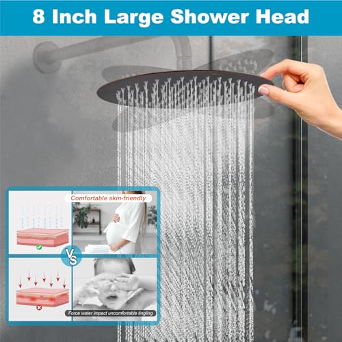 Midanya Round Rain Shower Head,High Pressure,Oil Rubbed Bronze 8 Inch | 360°Swivel,Ceiling or Wall Mount,Waterfall Full Body Coverage,Bathroom Remodel,Stainless Steel Large Rainfall Shower Head - color: Bronze, size: 8 Inch
