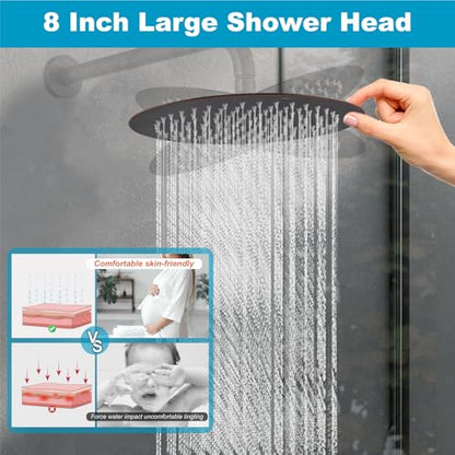 Midanya Round Rain Shower Head,High Pressure,Oil Rubbed Bronze 8 Inch | 360°Swivel,Ceiling or Wall Mount,Waterfall Full Body Coverage,Bathroom Remodel,Stainless Steel Large Rainfall Shower Head - color: Bronze, size: 8 Inch