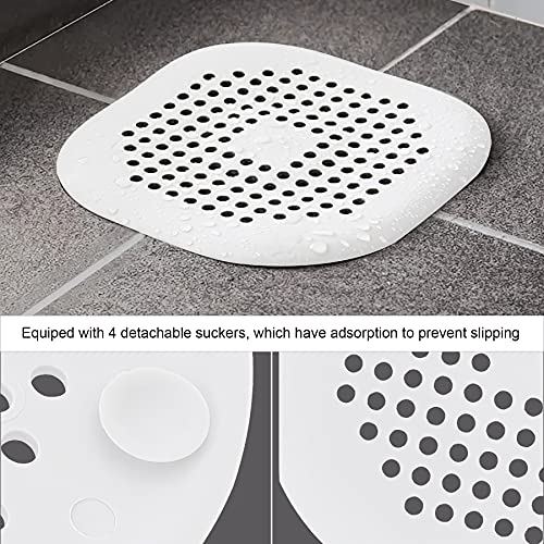 2 Pieces Shower Drain Hair Catcher Bathtub Stopper Home Drain Protectors Drain Cover with Sucker Water Trap Sink Cover for Bathroom Bathtub and Kitchen (White,White) - color: White,white