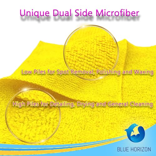 Blue Horizon Microfiber Cleaning Towels, Pack of 24, Ultra Soft Plush Washcloth, All Purpose Premium Microfiber Detailing Cleaning Cloths Reusable Shop Towels (16" x 16", Gold) - color: Gold