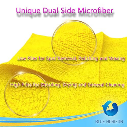 Blue Horizon Microfiber Cleaning Towels, Pack of 24, Ultra Soft Plush Washcloth, All Purpose Premium Microfiber Detailing Cleaning Cloths Reusable Shop Towels (16" x 16", Gold) - color: Gold