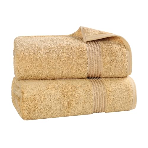 Superior Egyptian Cotton 2-Piece Bath Sheet Towel Set, Oversized Body Towels For Adults And Kids, Large Towel For Bath, Shower, Guest Bathroom, Spa, Gym, Resort, Essentials, Airbnb, Gold - color: Gold, size: Bath Sheet (2-Pack)