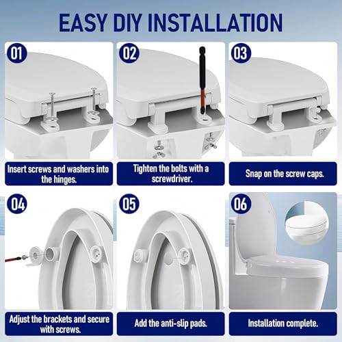 Raised Toilet Seat 3 Inch for Standard Elongated Toilets 18–19 Inch Bowl Length, Not Compatible with Round or One-Piece Toilets, Slow-Close Lid, Non-Slip Stable Design, 772 lb Capacity