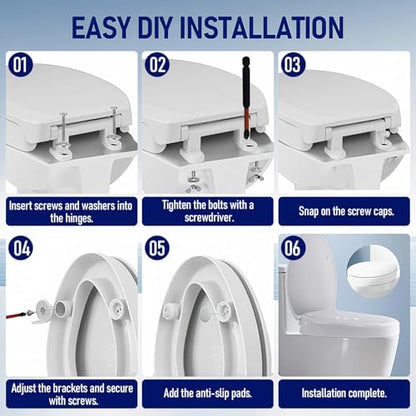 Raised Toilet Seat 3 Inch for Standard Elongated Toilets 18–19 Inch Bowl Length, Not Compatible with Round or One-Piece Toilets, Slow-Close Lid, Non-Slip Stable Design, 772 lb Capacity
