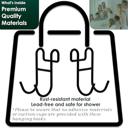 Shower Caddy Hooks, Razor Hanger for Shelf and Loofah (Black - 2 Open) - color: Black - 2 Open