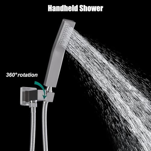 Heyalan Hand-held Shower Head Set-SUS304 Handheld Shower, Brushed Nickel | SUS304 stainless steel wand, curved-style design, single rain spray, 59-inch long hose and standard 1/2-inch connection - color: Brushed Nickel, style: Curved Style