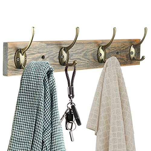 IBosins 32 Pack Antique Brass Double Coat Hooks Wall Mounted with 64 Screws | Retro Double Hooks Utility Hooks for Coat, Scarf, Bag, Towel, Key, Cap, Cup, Hat - color: 32 Pcs Antique Brass