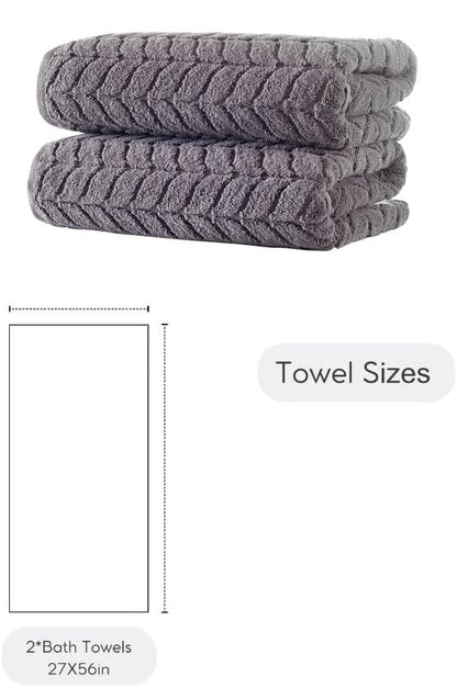 BAGNO MILANO Turkish Cotton Bath Towels, Hand Towels - Soft Plush Jacquard Collection - Highly Absorbent Towel Set (Grey, 2 pcs Bath Towel Set) - color: Grey, size: 2 pcs Bath Towel Set