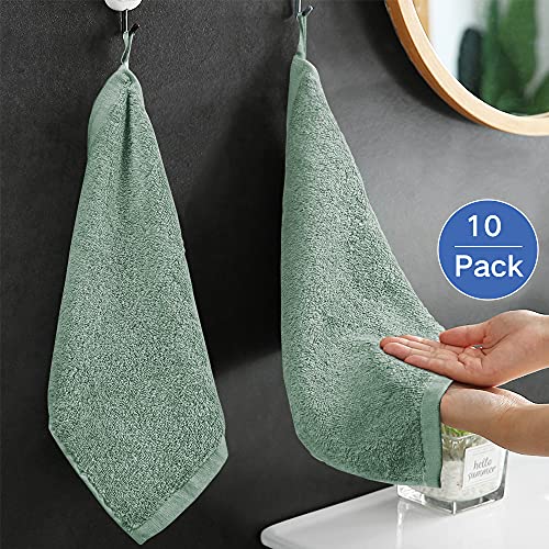 Yoofoss Luxury Washcloths Towel Set 10 Pack Baby Wash Cloth for Bathroom-Hotel-Spa-Kitchen Multi-Purpose Fingertip Towels & Face Cloths - Green - color: Green