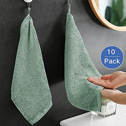 Yoofoss Luxury Washcloths Towel Set 10 Pack Baby Wash Cloth for Bathroom-Hotel-Spa-Kitchen Multi-Purpose Fingertip Towels & Face Cloths - Green - color: Green