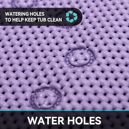 Bathtub Mat Non Slip 36” X 17” Purple Shower Mat Soft Foam Bath Mats for Bathroom Tub, Bathtub Mat with Drain Holes, Suction Cups, Shower Mat Non Slip - color: P-purple