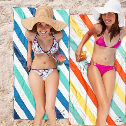 Whale Flotilla 6 Pack Quick Dry Beach Towels Oversized (35"x70"), Microfiber Sand-Free Beach Towel Set, Extra Large Compact Pool Travel Accessories, Navy/Black/Summer/Aqua/Blue/Purple - color: Navy/ Black/ Summer/ Aqua/ Blue/Purple, size: 70.00" x 35.00"