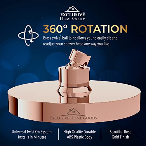 Rainfall Shower Head - 6" High Pressure Shower Heads - 1.8 GPM Shower Heads with Anti-Clog 90 Rubber Jets - 360° Rotation Adjustable Shower Head - Rustproof Bathroom Shower Head - Rose Gold - color: Rose Gold, size: California 1.8 GPM, 6 Inch Diameter