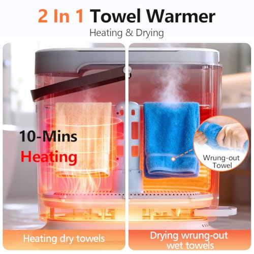 30L Large Towel Warmer, Rapid Dry & Heated 2 in 1 Towel Warmer | Towel Warmer Bucket for Bathroom, Fits Up to Three 45"X70" Oversized Towels, 24-Hour Timer and Auto Shut Off, White