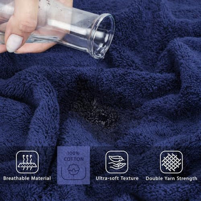 Cotton Paradise 100% Cotton Turkish Towel Set, Soft Absorbent Quick Dry, 2 Piece 35x70 Bath Sheet Set, Navy Blue - color: Navy Blue, size: 35"x70"