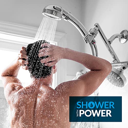 High Pressure Double Shower Heads with Handheld Spray. Adjustable Ball Joint and Detachable Head with Pressure Control Valves for an Enjoyable Spa Bathing Experience.
