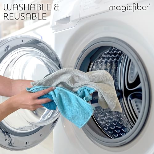 MagicFiber Microfiber Cleaning Cloth, Rags & Dish Towels, 12pk, Large 13x11 | Higher Quality, Larger Size for Housekeeping, Kitchen & Washing Dishes