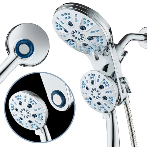 AquaCare Magneton 48-Mode High Pressure Rain & Handheld Shower Head Combo | Space-age Magnetic Guidance Docking, Dual 6-mode Heads with Hygienic Jets, Extra-long 6 ft. Stainless Steel Hose / Chrome - color: Chrome
