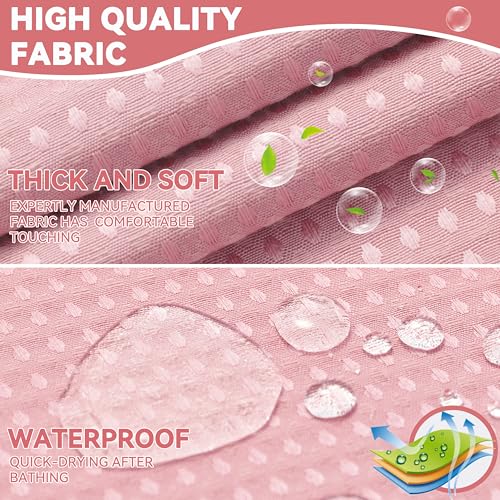 Conbo Mio No Hook Waffle Weave Shower Curtain with Snap in Liner Set, Hotel Luxury Pink Shower Curtains for Bathroom with See Through Top Window, Waterproof, Washable 71W x 74H - color: Waffle-pink, size: 71"W x 74"L (Pack of 1)