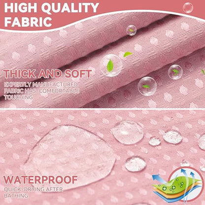 Conbo Mio No Hook Waffle Weave Shower Curtain with Snap in Liner Set, Hotel Luxury Pink Shower Curtains for Bathroom with See Through Top Window, Waterproof, Washable 71W x 74H - color: Waffle-pink, size: 71"W x 74"L (Pack of 1)