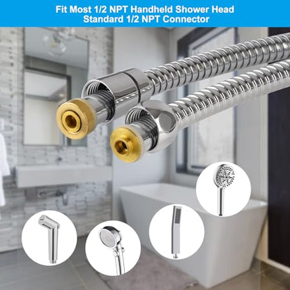 Hibbent All Metal Shower Hose 90 inch (7.5 ft) Bathroom Handheld Shower Head Hose 2.3 meters Extension Replacement Part with Brass Fittings Made of Stainless Steel -Polished Chrome Finish - color: Chrome, size: 90 Inch