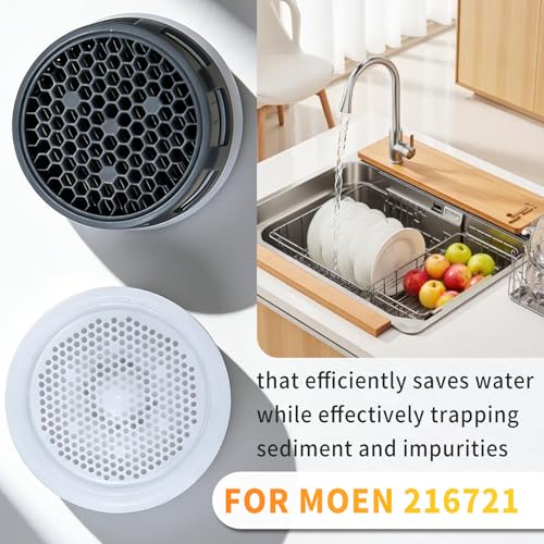 216721 Water Faucet Aerator for Moen Bathroom Kitchen Sink Inserts 2 pcs | Replacement Parts 1.0 gallon per minute Compatible with Chateau, Castleby, Villeta, Eva, Level, Waterhill, Vestige, Kingsley