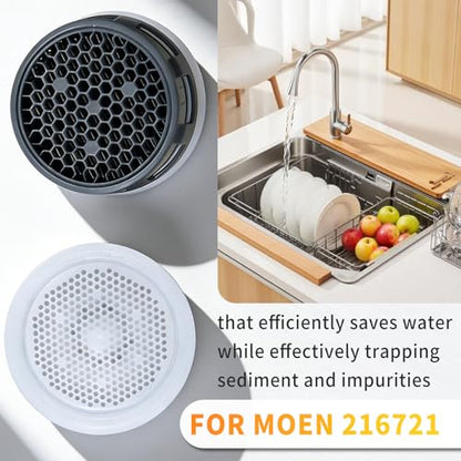 216721 Water Faucet Aerator for Moen Bathroom Kitchen Sink Inserts 2 pcs | Replacement Parts 1.0 gallon per minute Compatible with Chateau, Castleby, Villeta, Eva, Level, Waterhill, Vestige, Kingsley