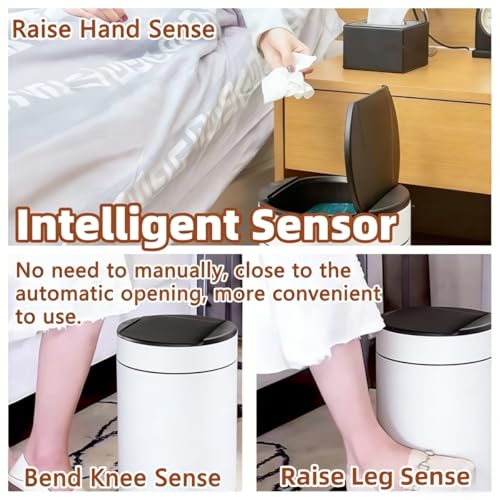 Garbage Can with Lid, Intelligent Sensor Opening (1, White) | Smart Trash Can for Living Room, Bedroom, Kitchen and Bathroom - color: White