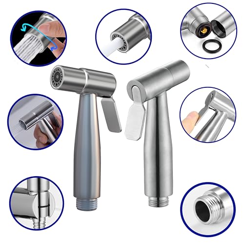 Dual Mode Stainless Steel Sprayer Head-Bidet Spray w/Brushed Chrome Finish - Cloth Diaper Shattaf - Pet Wash - style: Dual Mode SS