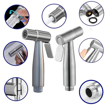 Dual Mode Stainless Steel Sprayer Head-Bidet Spray w/Brushed Chrome Finish - Cloth Diaper Shattaf - Pet Wash - style: Dual Mode SS