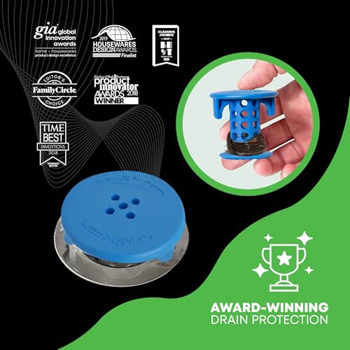 SinkShroom SSBLU988 Sink Drain Protector Hair Catcher/Strainer/Snare, Blue - color: Blue