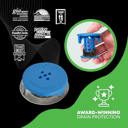 SinkShroom SSBLU988 Sink Drain Protector Hair Catcher/Strainer/Snare, Blue - color: Blue
