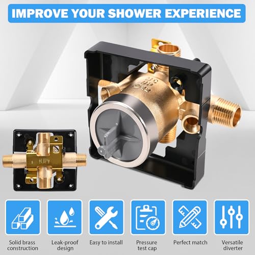 TOVEN-RV R10000-UNWS Tub Shower Valve Body with Stops for Delta Trim Kits | Compatible With Delta MultiChoice 13/14, 17 And 17T Trim Kits; 4-Port Brass Valve Body; 1/2-Inch NPT/CWT; Valve Only - style: R10000-UNWS