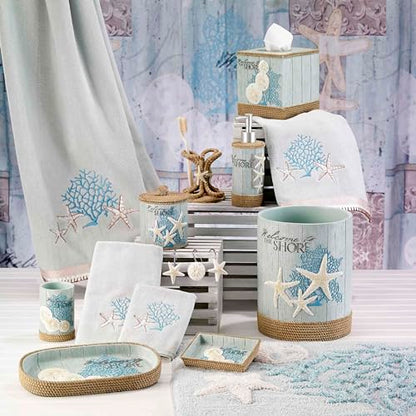 Avanti Linens - Accessory Set, Resin Tumbler, Toothbrush Holder, Soap Dish & Lotion Pump, Durable Bath Decor (Beachcomber Collection) - size: 4pc Accessory Set