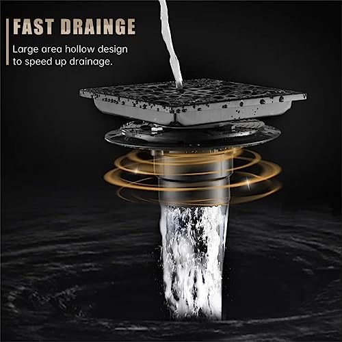 ELLO&ALLO 6 Inch Square Shower Floor Drain with Flange,Removable Quadrato Pattern Grate, SUS 304 Stainless Steel in Oil Rubbed Bronze - color: Oil Rubbed Bronze, size: 6 Inch Grid Cover