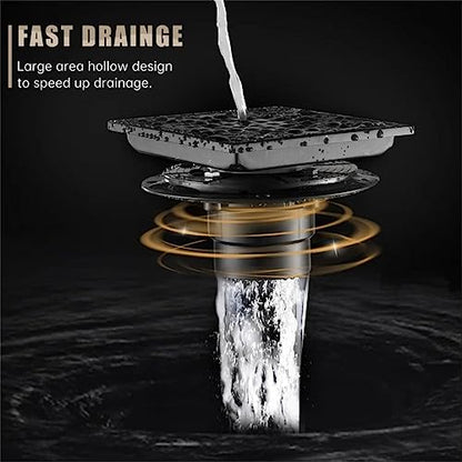 ELLO&ALLO 6 Inch Square Shower Floor Drain with Flange,Removable Quadrato Pattern Grate, SUS 304 Stainless Steel in Oil Rubbed Bronze - color: Oil Rubbed Bronze, size: 6 Inch Grid Cover