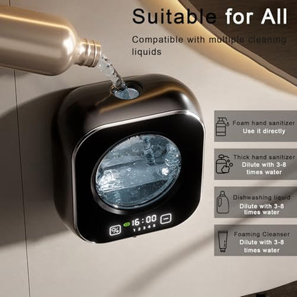 Automatic Soap Dispenser Touchless, 5 Visual Levels Foam Soap Dispenser,11.3 oz Liquid Storage Tank,80 Days of Battery Life,Digital Display,Soap Dispenser for Kitchen Sink (Black) - color: Black